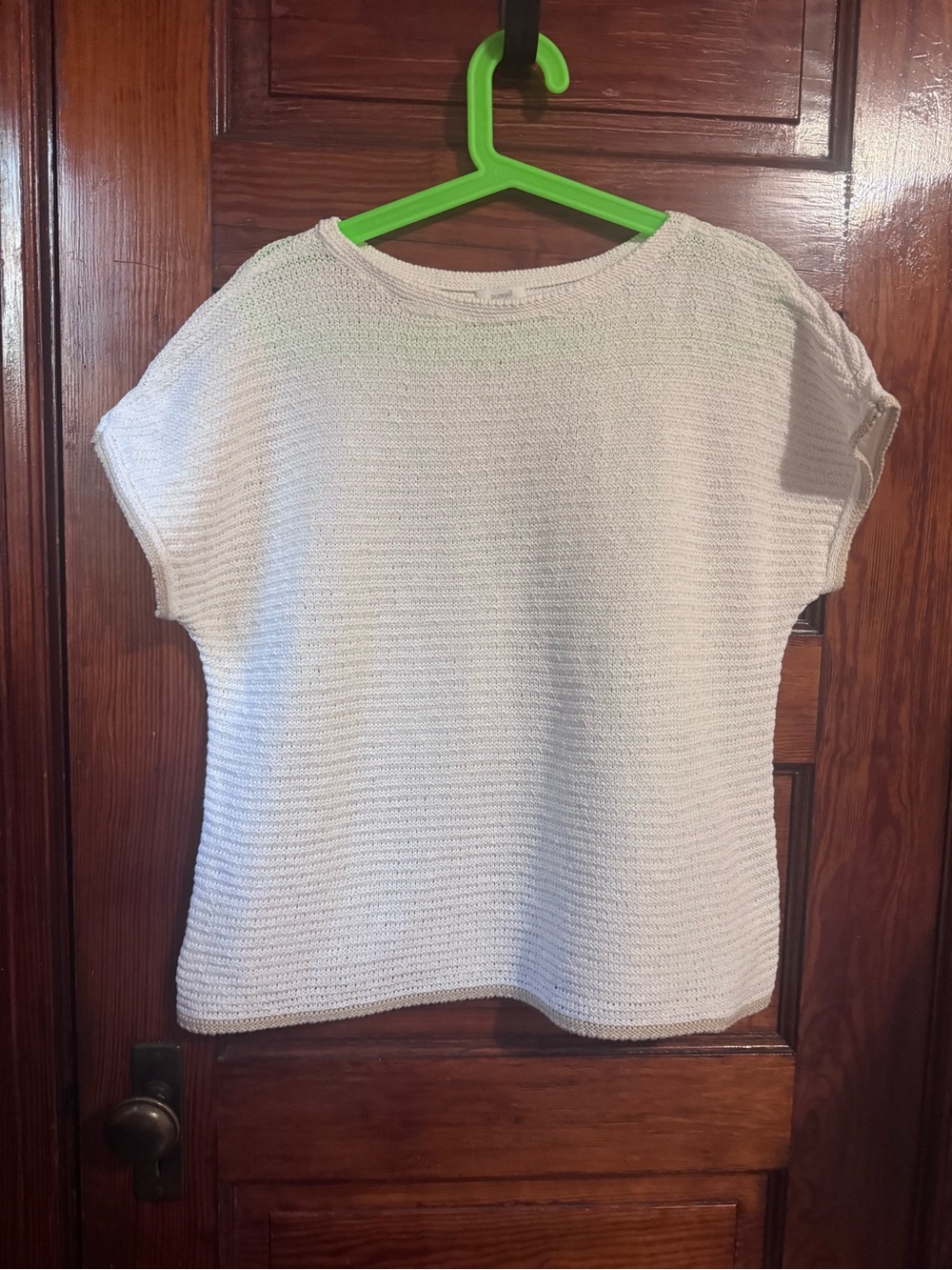 Pure Jill Linen Cotton Blend Ivory Short Sleeve Sweater – Medium
